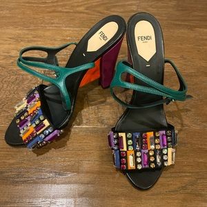 FENDI jeweled sandal heel / WORN size 41 /11